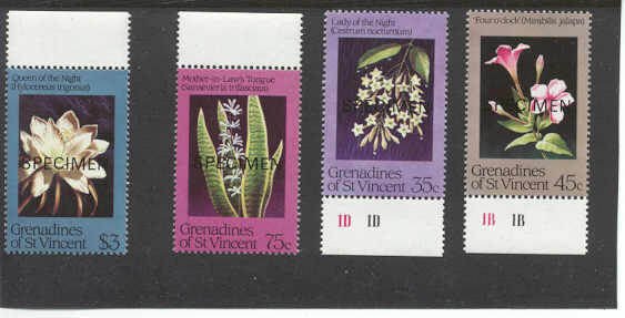 Grenadines St.Vincent 437-40/MNH VF Flowers/specimen