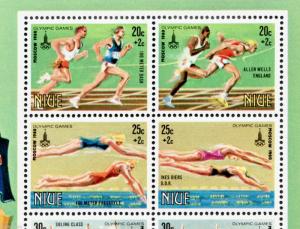 1980 Niue - Moscow Olympic souvenir sheet equestrian football swimming track MNH