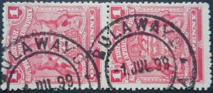 Rhodesia 1898 One Penny pair with BULAWAYO stars (DC) postmark