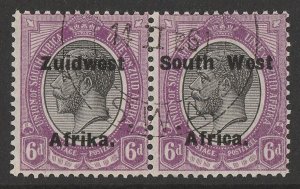 SOUTH WEST AFRICA 1923 Setting VI on KGV 6d, se-tenant pair. 