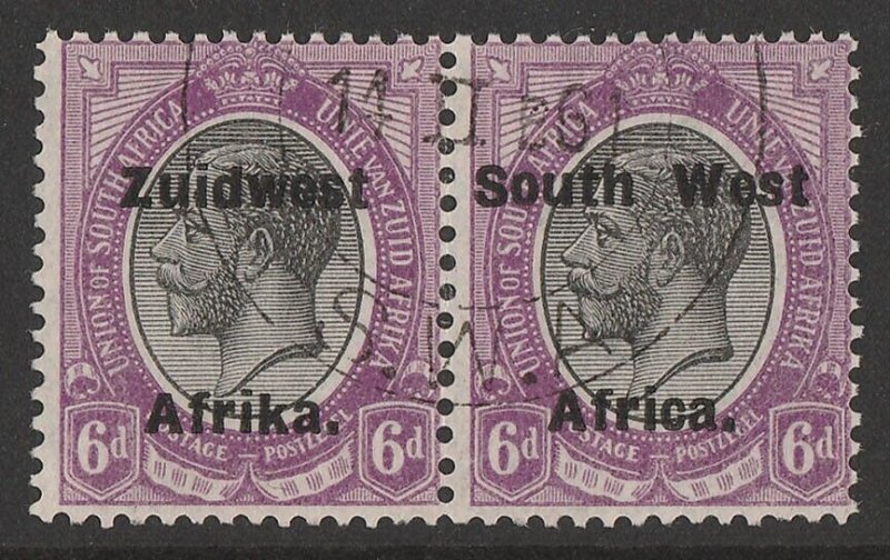 SOUTH WEST AFRICA 1923 Setting VI on KGV 6d, se-tenant pair. 