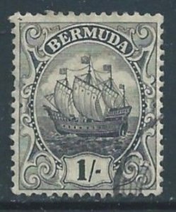 Bermuda #48a Used 1sh Caravel - Black Olive - Wmk. 3