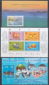 HONG KONG Sc # 776a,783a,791a MNH x 3 DIFF SOUVENIR SHEETS