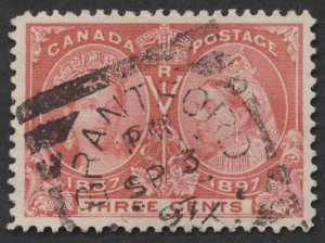 Canada Postmark Brantford ONT Squared Circle SON VF #53 3c Jubilee