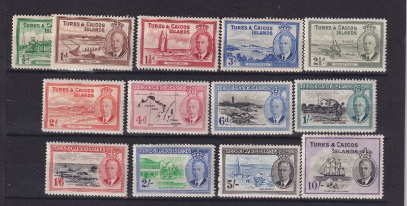 TURKS & CAICOS # 105-117 mint hinged TALL SHIP MAP industry views