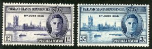 Falkland Islands Dependencies Scott 1L9-1L10 Unused H-1946 Peace Issue-SCV $1.30