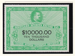 US Stamp RX46 $10,000 Distilled Spirits Excise Tax Unused Revenue $700 cv NGAI