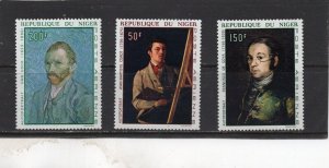 NIGER 1968 PAINTINGS/SELF-PORTRAITS SET OF 3 STAMPS MNH 