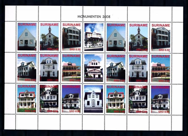 [SUV1542] Surinam 2008 Monumental buildings Miniature sheet MNH