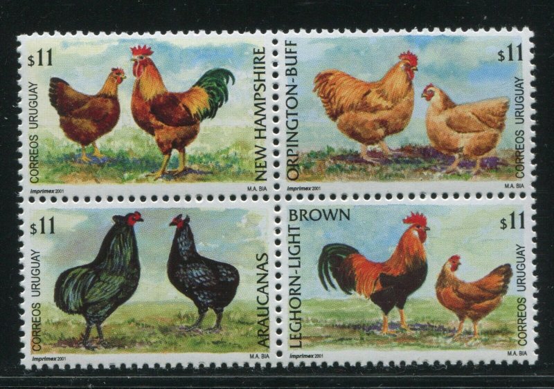 Uruguay 2001 Sc 1911 Birds Rooster Chicken CV $12