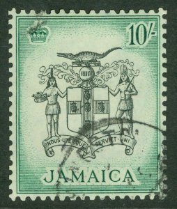 SG 173 Jamaica 1956. 10/- black & blue-green. Very fine used CAT £25