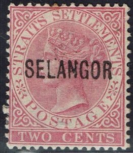 SELANGOR 1885 QV STRAITS SETTLEMENTS 2C TYPE 24