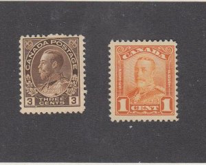 CANADA (MK6703) # 108,149  F-VF-1MNH/1MH 1,3cts  KGV ADMIRAL & SCROLL CV $93