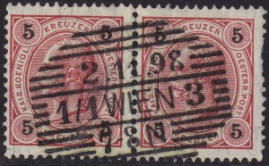 Austria - 1890 - Scott #54 - used pair - WIEN 3 pmk