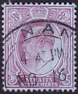 MALAYA STRAITS SETTLEMENTS 1906 KEDV11 8c Purple/Blue SG131a Used