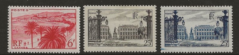 France 573-75 1946-48   set 3 fvf mint hinged