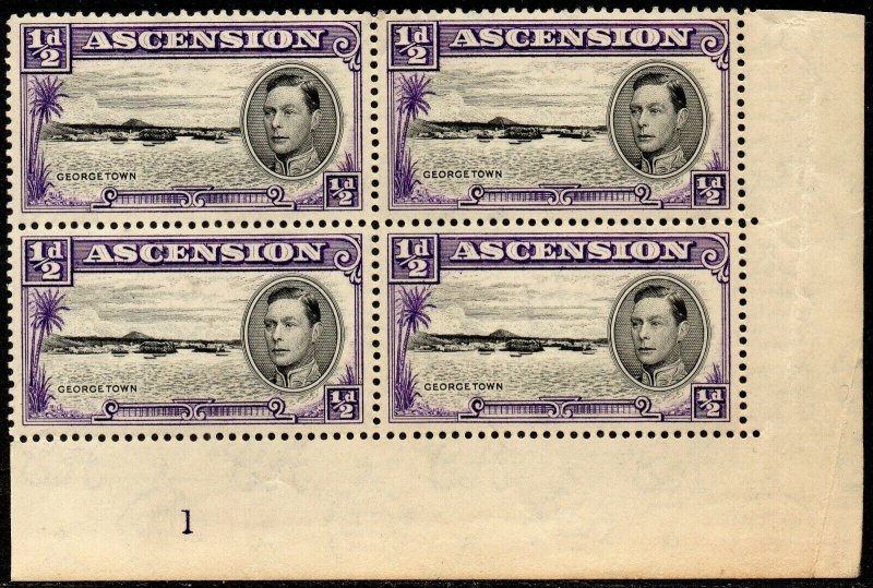 1944 Ascention Sg 38 ½d black and violet Cylinder 1 Unmounted Mint Toner Paper