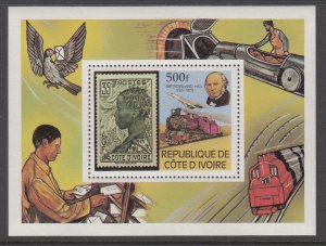 Ivory Coast 519 Rowland Hill Souvenir Sheet MNH VF