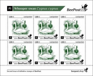 BEEPOST FINLAND - 2024 - Whooper Swan - Perf 6v Sheet - M N H - Private Issue