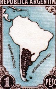 Argentina 1945 MAP OF SOUTH AMERICA 1value Perforated Mint (NH)