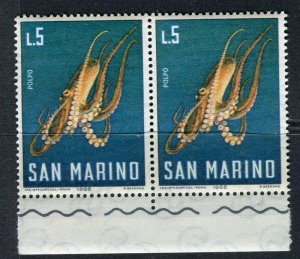 SAN MARINO; 1966 early Sea Animals issue Mint MNH Margin Pair 5L.