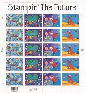 US Stamp - 2000 Stampin’ the Future - 20 Stamp Sheet - Scott #3414-7