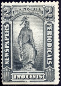 US PR33a 2c 1875 Newspaper Stamp Special Printing horizontal ribbed paper NGAI