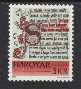 Faroe Islands #67  MNH  1981   historic writing   3k