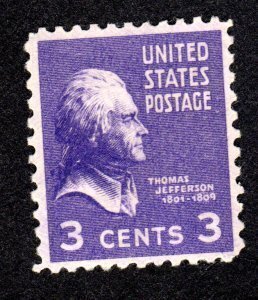 SCOTT #807 JEFFERSON THREE CENT SINGLE MINT NEVER HINGED