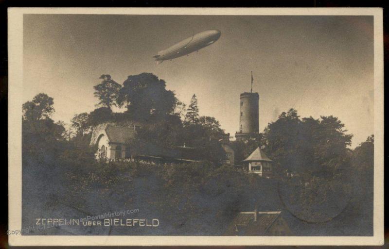 Germany 1930 Graf Zeppelin RPPC 81C Bielefeld Friedrichshafen Return Cover 91391