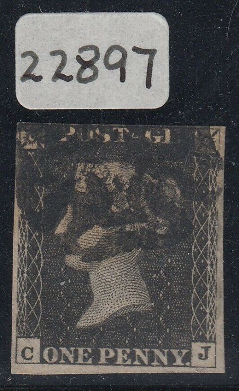 SG 3 1840 1d greyish-black plate 11 lettered CJ. Fine used with a black... 