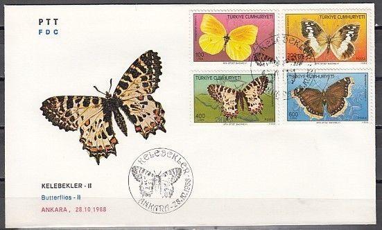 Turkey, Scott cat. 2421-2424. Butterflies issue on a First Day Cover.