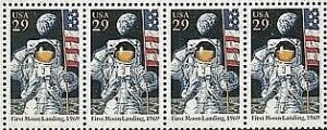 1994 USA Moon Landing Strip Of 4 29c Postage Stamps, Sc#2841, MNH, OG