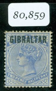 SG 4a Gibraltar 1886. 2½d ultramarine, overprinted in blue-black. Mint, some...