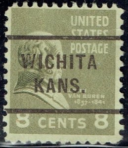 1938 8c Van Buren w/PRECANCEL from WICHITA KS (813-255) Nice stamp.