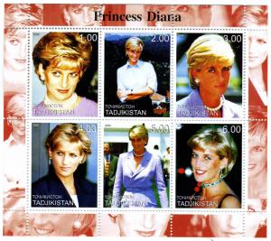 Tajikistan 2000 PRINCESS DIANA Sheet Perforated Mint (NH)VF