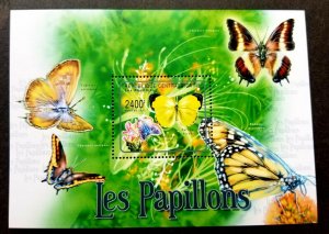 *FREE SHIP Central Africa Butterfly & Moth 2011 Insect Flora Flower (ms MNH