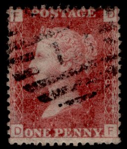 GB QV SG44, 1d lake-red PLATE 198, FINE USED. DF