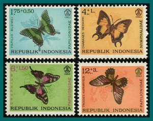 Indonesia 1963 Butterflies, MLH #B156-B159,SG983-SG986