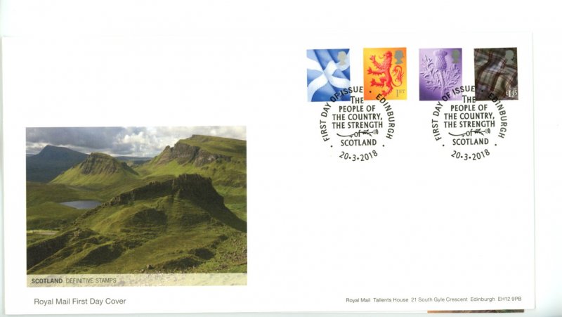 Great Britain 2018 4x FDC New Regional Definitive Stamps