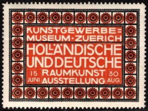 1909 Switzerland Poster Stamp Dutch And German Space Art Exhibition Arts Museum