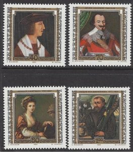 Liechtenstein #747-50 MNH set, paintings / portraits by Bernhard Strigel