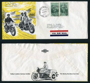 1953 Harley Davidson Motorcycles Advertising - Milwaukee, Wisconsin - Air Mail