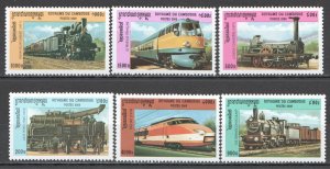 Wb343 2000 Cambodia Transport Trains Locomotives Set Mnh