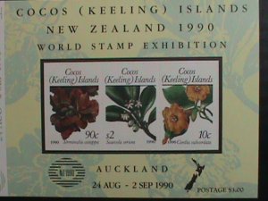 Cocos Island Stamp:1990 SC#217- flowering plants mnh: S/S sheet: Rare