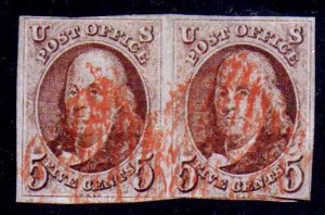 MALACK 1 F-VF+, Pair, right stamp clipped into, othe..MORE.. w3522