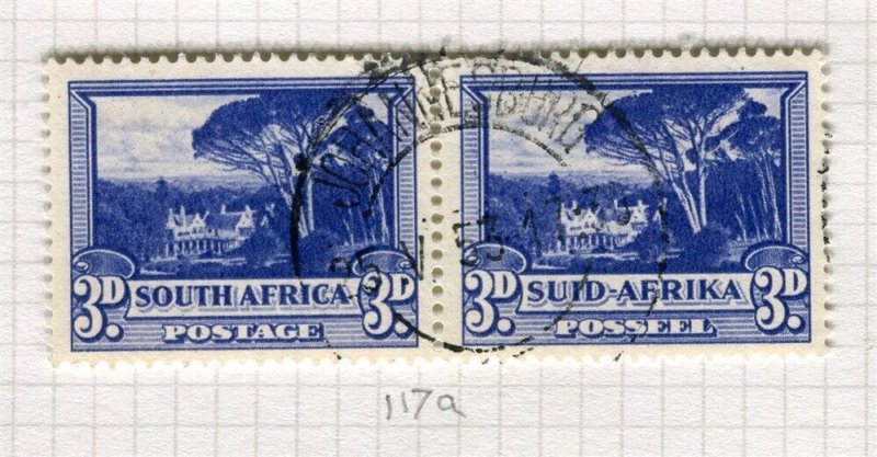 SOUTH AFRICA; 1947-54 early Pictorial issue fine used 3d. pair 