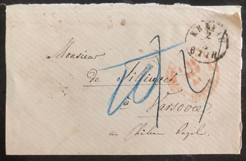 1871 Krakow Poland Stampless Cover to Warsaw