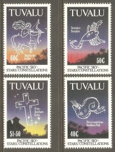 TUVALU Sc# 586 - 589 MNH FVF Set4 Astrology Constellations Pacific Sky