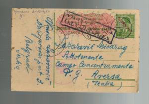 1941 Yugoslavia PS Postcard cover to Italy Aversa Internment Camp KZ